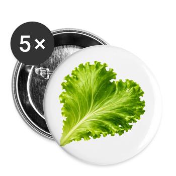 Illustration de feuille de laitue en forme de cœur - Lot de 5 grands badges (56 mm) - blanc - Devant