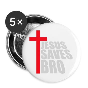 Jésus sauve un frère Dicton religieux drôle Logo de la foi - Lot de 5 grands badges (56 mm) - blanc - Devant
