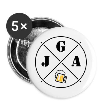 JGA Bier (Junggesellenabschied Kreis Symbol POS2C) - Buttons groß 56 mm (5er Pack) - Weiß - Vorne