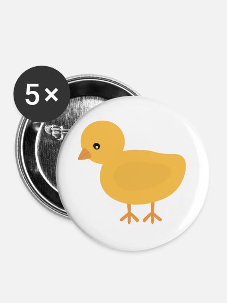 Sunny Chick Cartoon Tee - Buttons groß 56 mm (5er Pack) - Weiß