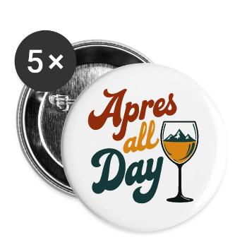 Après all day winter sports party in the mountains - Buttons large 2.2''/56 mm (5-pack) - white - Front