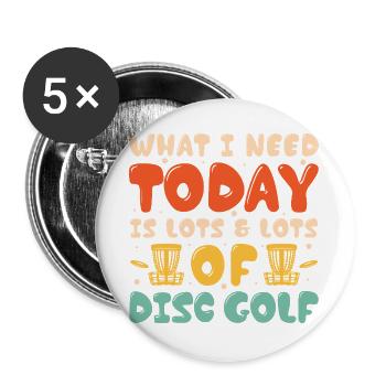 Disc Golf Geschenke Discgolf - Buttons groß 56 mm (5er Pack) - Weiß - Vorne