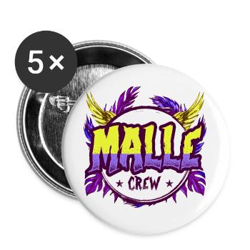Malle Crew Bunt - Buttons groß 56 mm (5er Pack) - Weiß - Vorne