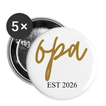 Papy Est 2026 - Lot de 5 grands badges (56 mm) - blanc - Devant