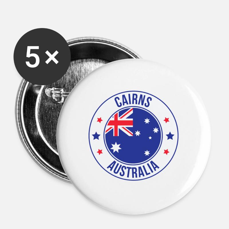 Cairns Australia Emblem Patch - Buttons large 2.2''/56 mm (5-pack) - white