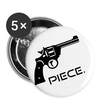 Revolver Waffe Wumme Piece - Peace - Buttons groß 56 mm (5er Pack) - Weiß - Vorne