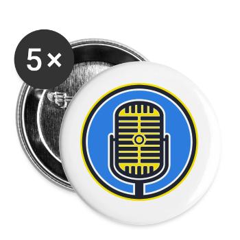 Retro Microphone Badge - Buttons large 2.2''/56 mm (5-pack) - white - Front