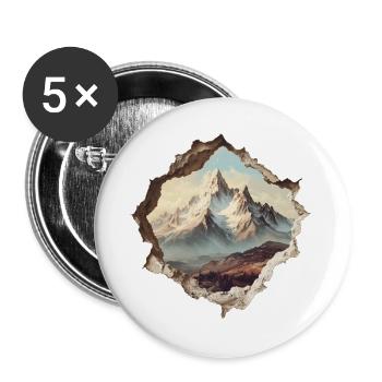Berge Wandern - Buttons groß 56 mm (5er Pack) - Weiß - Vorne