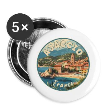 Explorer Ajaccio en France Paradis méditerranéen - Lot de 5 grands badges (56 mm) - blanc - Devant