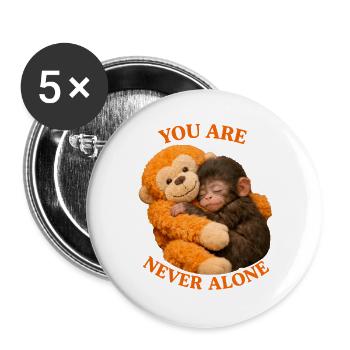 Baby Monkey Punch with Plush You're Never Alone - Buttons large 2.2''/56 mm (5-pack) - white - Front