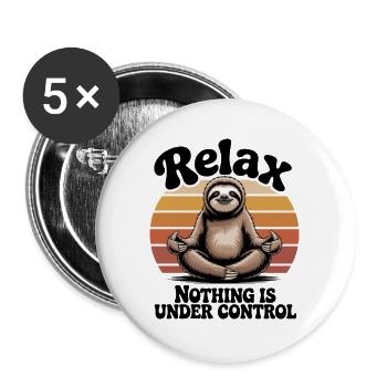 Relax Nothing Is Under Control Vintage Sloth - Buttons large 2.2''/56 mm (5-pack) - white - Front