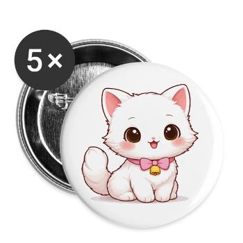 Kitten Bell Magic - Buttons large 2.2''/56 mm (5-pack) - white - Front