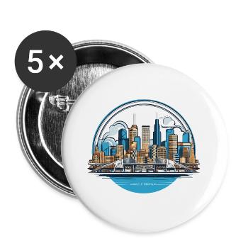 City skyline and bridge in a circle - Buttons large 2.2''/56 mm (5-pack) - white - Front