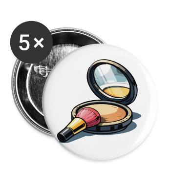Puderpinsel Illustration Make-up - Buttons groß 56 mm (5er Pack) - Weiß - Vorne