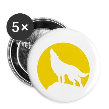 Mondsilhouette Wolfheulen - Buttons groß 56 mm (5er Pack) - Weiß - Vorne