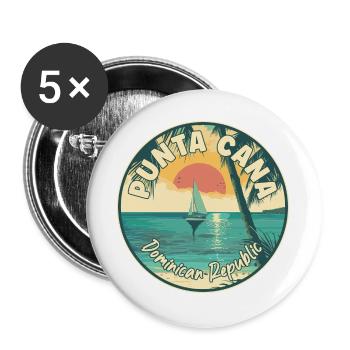 Entdecken Sie Punta Cana in der Dominikanischen Republik - Buttons groß 56 mm (5er Pack) - Weiß - Vorne