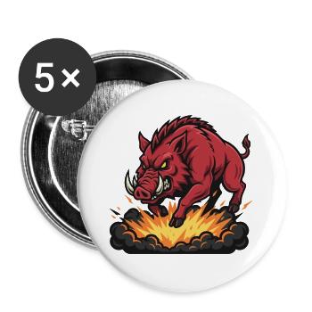 Red Boar Fire Blast Mascot Boar - Buttons large 2.2''/56 mm (5-pack) - white - Front