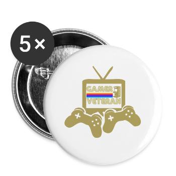 Gamer Veteran Retro TV - Lot de 5 grands badges (56 mm) - blanc - Devant