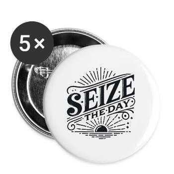 Seize the Day Sunburst Vintage - Buttons groß 56 mm (5er Pack) - Weiß - Vorne