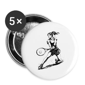 Tennis Player Action Illustration - Buttons large 2.2''/56 mm (5-pack) - white - Front