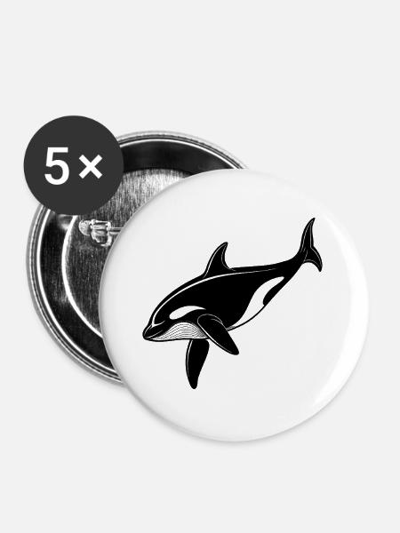 Schwertwal - Buttons groß 56 mm (5er Pack) - Weiß