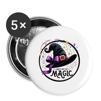 Illustration magique du chapeau de sorcière - Lot de 5 grands badges (56 mm) - blanc - Devant