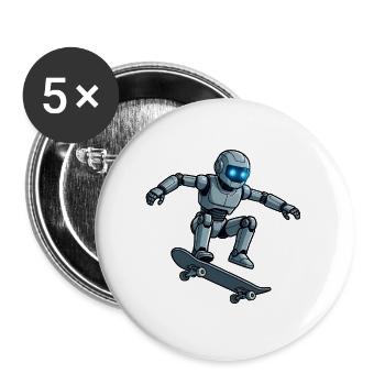 02 Le Robot Urbain Skateboard - Lot de 5 grands badges (56 mm) - blanc - Devant