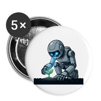 5 Le Robot Botaniste - Lot de 5 grands badges (56 mm) - blanc - Devant