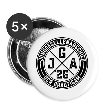 The Groom Bachelor Party 2026 Bachelor Party - Buttons large 2.2''/56 mm (5-pack) - white - Front