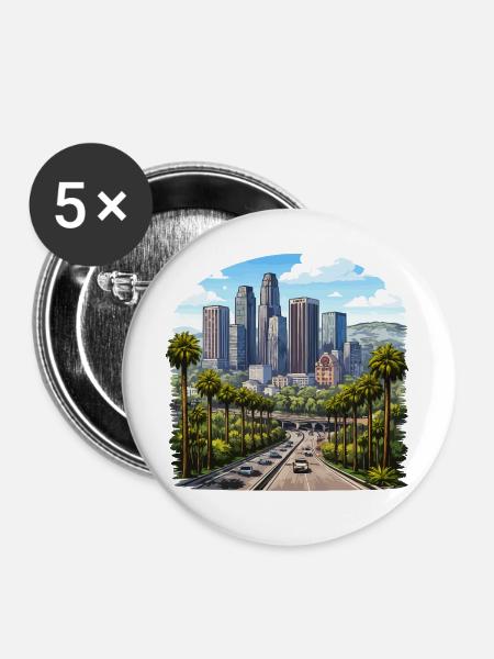 Los Angeles Usa - Buttons groß 56 mm (5er Pack) - Weiß