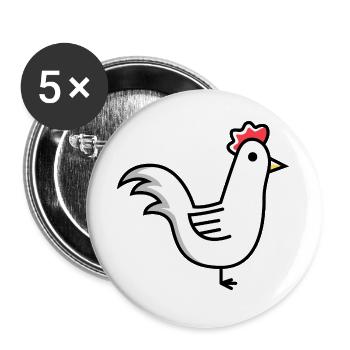 Rooster Animal - Buttons large 2.2''/56 mm (5-pack) - white - Front