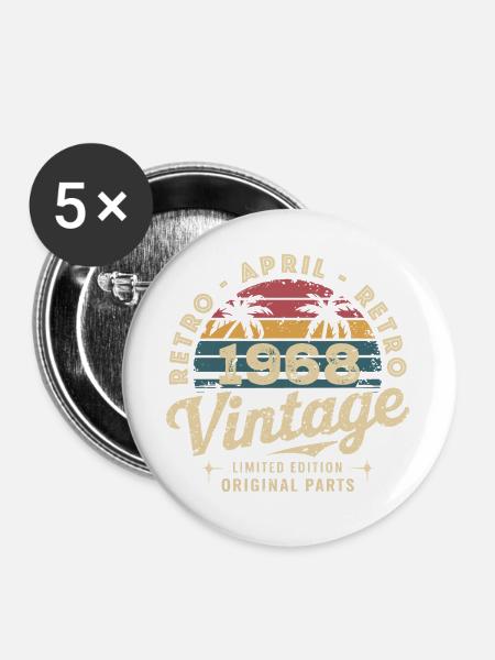 April 1968 - Buttons groß 56 mm (5er Pack) - Weiß