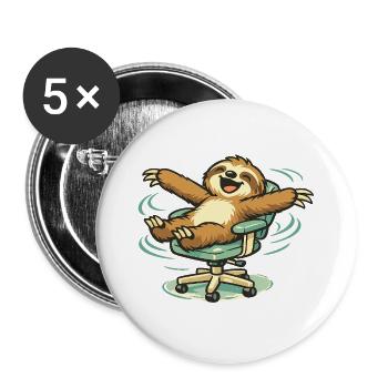 Paresseux joyeux dans la chaise pivotante - Lot de 5 grands badges (56 mm) - blanc - Devant