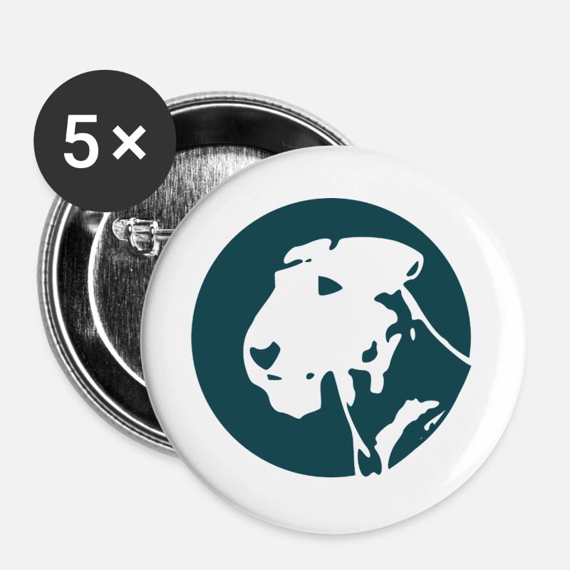 Bauer Airedale - Buttons groß 56 mm (5er Pack) - Weiß