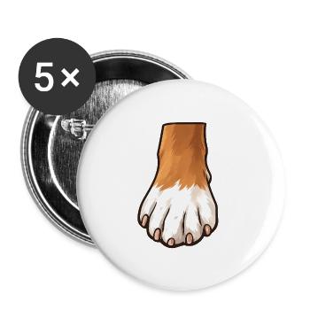 Braun Weiß Hundepfote Design - Buttons groß 56 mm (5er Pack) - Weiß - Vorne