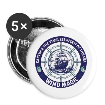 Seewindmagie – Segel der See - Buttons groß 56 mm (5er Pack) - Weiß - Vorne