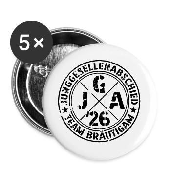 Bachelor Party Team Groom 2026 Bachelor Party - Buttons large 2.2''/56 mm (5-pack) - white - Front