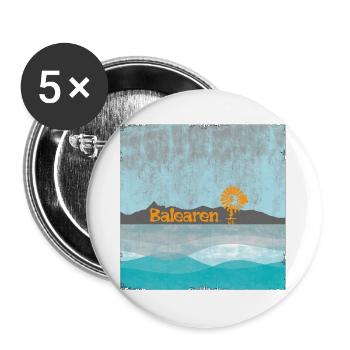 Balearen Küste Windmühle Sonnenflug - Buttons groß 56 mm (5er Pack) - Weiß - Vorne