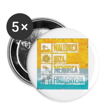 Balearen Inseln Retro Stempel - Buttons groß 56 mm (5er Pack) - Weiß - Vorne