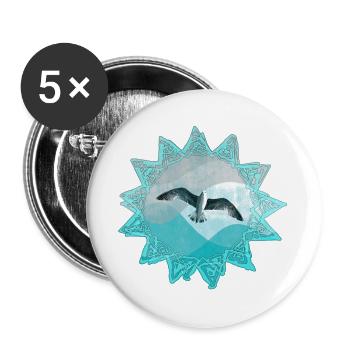 Meeresruf Segelvogel Mandala - Buttons groß 56 mm (5er Pack) - Weiß - Vorne