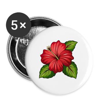 Hibiscus flower - Buttons large 2.2''/56 mm (5-pack) - white - Front