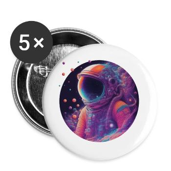 Neon astronaut in color space - Buttons large 2.2''/56 mm (5-pack) - white - Front