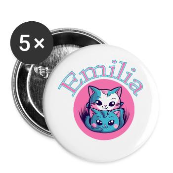 Emilia Cat Duet - Buttons large 2.2''/56 mm (5-pack) - white - Front