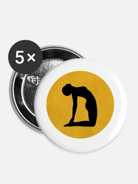 Kamel Yoga Pose Silhouette Sonne Design - Buttons groß 56 mm (5er Pack) - Weiß