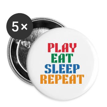 Play Eat Sleep Repeat Pixel - Buttons large 2.2''/56 mm (5-pack) - white - Front