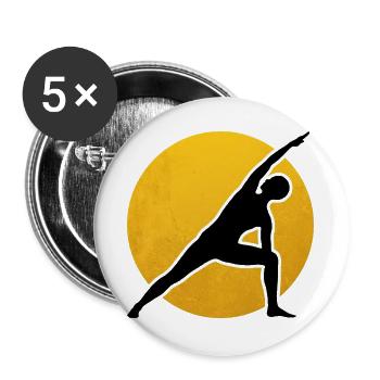 Yoga Utthita Parsvakonasana Silhouette Sun - Buttons large 2.2''/56 mm (5-pack) - white - Front