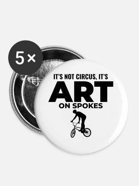 Künstlerische Radfahrkunst - Buttons groß 56 mm (5er Pack) - Weiß