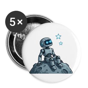 9 Der nachdenkliche Roboter - Buttons groß 56 mm (5er Pack) - Weiß - Vorne