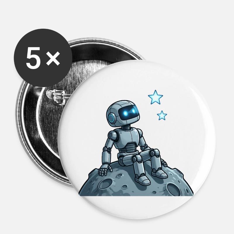 9 The Contemplative Robot - Buttons large 2.2''/56 mm (5-pack) - white