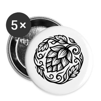 Hopfen Symbol Brauerei - Buttons groß 56 mm (5er Pack) - Weiß - Vorne